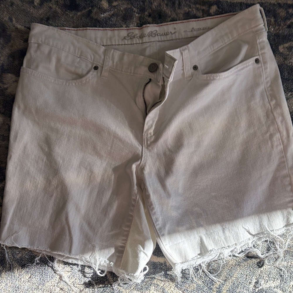 Eddie Bauer white denim Boyfriend Shorts